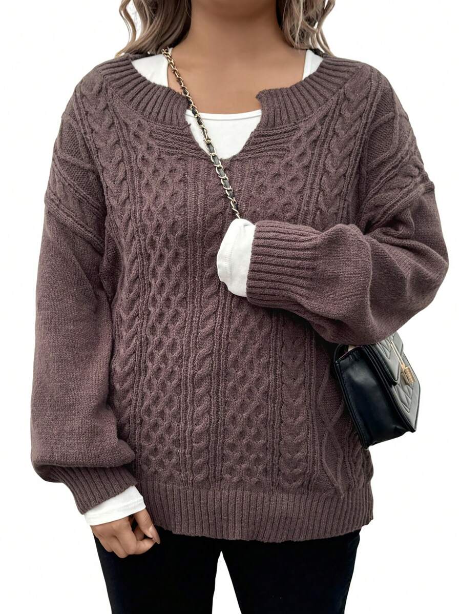 SHEIN LUNE كنزة صوفية بولوفر المقاسات الكبيرة ، كاجوال وعصرية للارتداء اليومي ، للشتاء