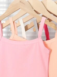 5pcs/Set Young Girl Plain Simple Style Comfortable Camisole Vest Underwear