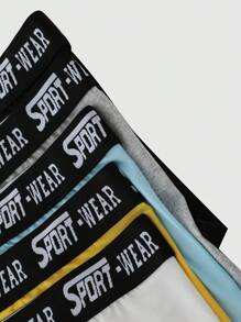 5pcs/Pack Waist Letter Knitted Waistband Boxer Brief Underwear For Young Teen Boy - Multicolor - View 3