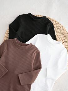 Cozy Pixies 3件套男婴纯色柔软针织长袖连体衣套装 - 彩色 - 查看 13