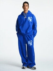 Manfinity VCAY Men's Loose Knit Long Sleeve Hoodie Set - Blue - View 1