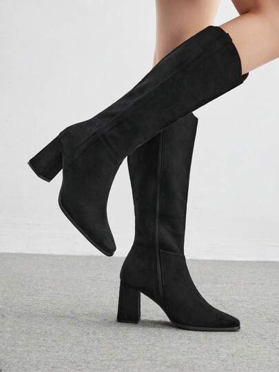 CUCCOO BIZCHIC New Lace-Up Buckle Thick Heel British Knight Motorcycle Mid-Calf Boots For Women For Christmas And New Year Holiday