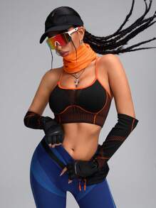 Innovista Seamless With Breathable Netted Structure High Elastic Sport Woman Bra Top Sleeve Included, With Sleeve Cover Bra 2pcs, Push Up Bra, Workout Tank Tops, High Elastic,Running Work Out, Yoga, Party, Going Out Tops, Festival, Colorblock,Ski