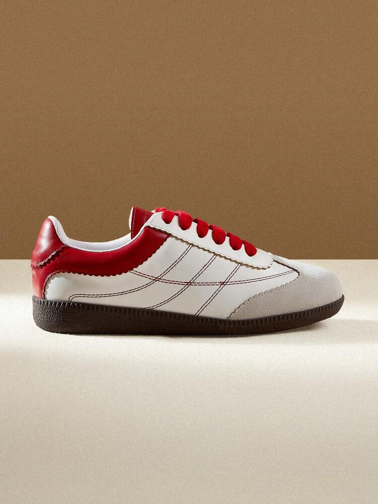 CUCCOO EASI Women Simple Solid Color Lace-Up Casual Sport Shoes, Daily Casual Wear Shoes For Women Sneakers Spring Shoes Easter Tainers