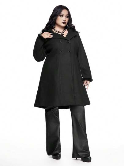 Cappotto vintage con orecchie di gatto e fiocco, stile gotico punk, di lusso, per taglie comode, adatto per l'inverno