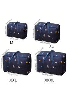 1 pieza Bolsa de almacenamiento de ropa de gran capacidad de Oxford, bolsa de almacenamiento de ropa de cama de gran capacidad con patrón de espacio, bolso ligero con cremallera para mudanza, organizador de edredones, decoraciones de otoño, decoración festiva, decoración de habitación, decoración del hogar, decoración de otoño, decoración de dormitorio - Azul - Ver 3