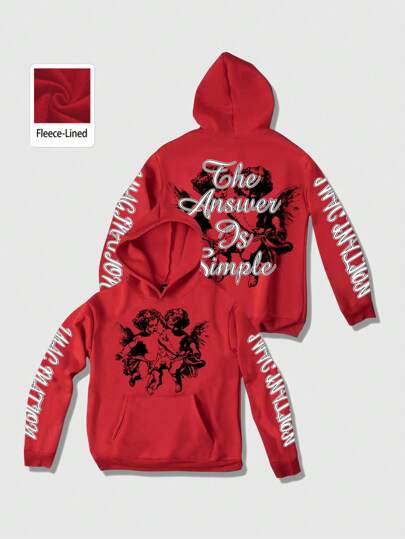 Street Life sweat-shirt à capuche avec impression de lettres d'ange pour homme