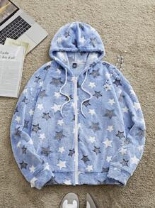 Manfinity VCAY 男士针织宽松休闲长袖连帽运动衫，时尚年轻风格，浅蓝色拉链连帽衫，适合朋友、丈夫、男朋友的礼物 - 彩色 - 查看 3