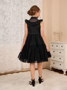 Tween Girl Halloween Costume Cosplay Princess Dress, Black Dress - Black - View 2