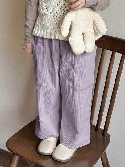 Dazy Kids 秋冬季少女休闲纯色双口袋裤