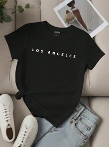 SHEIN Unity 5 件装 女式口号字母印花 T 恤短袖休闲上衣图案 T 恤女式上衣 - 彩色 - 查看 4
