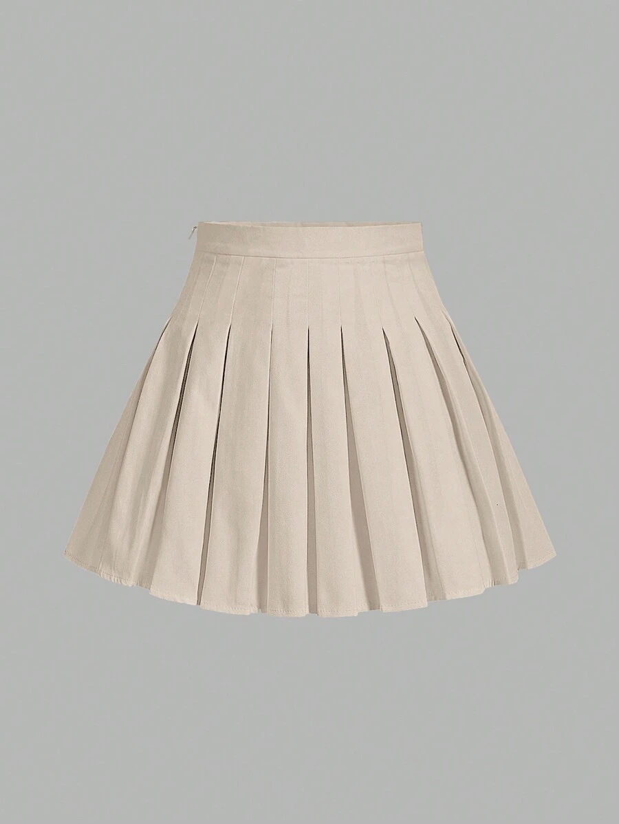 SHEIN EZwear 编织褶皱女式纯色休闲百搭 A 字裙