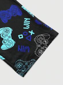 Conjunto de pijama de manga larga con estampado de controlador de videojuegos y pantalones cómodo para niño preadolescente, otoño