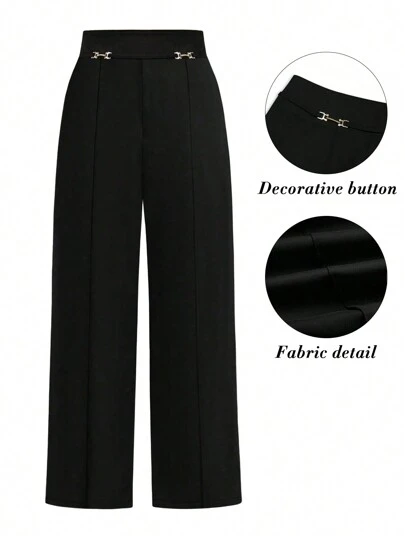 Rometta Damen Palazzo Hosen in Große Größen mit einfarbigem Taillenketten-Design, weit geschnitten, locker und elegant