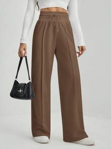 SHEIN Tall بنطلون رياضي ذو خصر مربوط عريض الساق