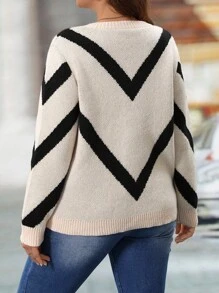 SHEIN LUNE Plus Size Simple Fashionable Casual Daily Wear Pullover Sweater, For Winter Knit Pullover Fall - Apricot - View 2