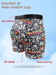 Snug Zone 4 piezas/Paquete Calzoncillos tipo bóxer informales para hombres con estampado de letras y contraste de color - Multicolor - Ver 8