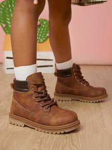 Mini mi 畅销儿童棕褐色折叠战斗靴——舒适、可变换的冬季双向穿着 - 駝色 - 查看 3