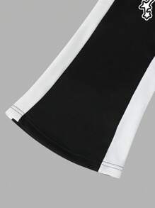 Manfinity EMRG 男士纯色拼接五角星印花前系带休闲运动裤 - 彩色 - 查看 5