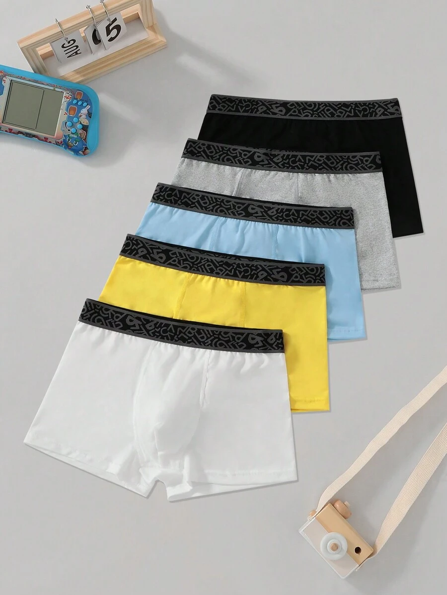 5件套字母腰带男童和青少年男童内裤 - 彩色 - 查看 1