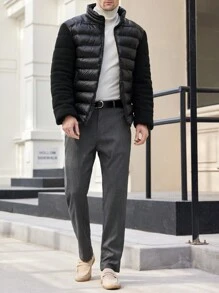 Manfinity VCAY Manteau matelassé décontracté à col montant et coupe ajustée pour homme, adapté à l'automne/hiver