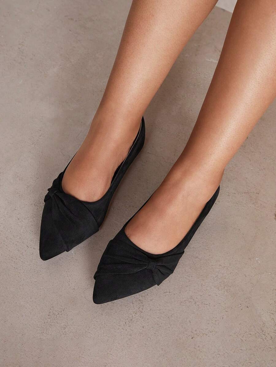 CUCCOO CURVES Weit geschnittene, modische Ballerinas, schwarze Schuhe geeignet für alle Jahreszeiten