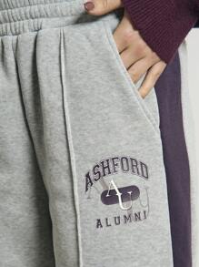 AiiRZ Ashford Alumni Athletics Sweatpants Wide Leg Soft Brushed Fleece Retro Sports Training College University Loungewear Fall Winter Leisure Athleisure Pants - Grey - View 3