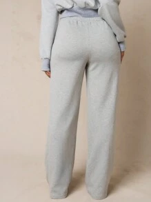 SUMWON WOMEN Sumwon 1996 Straight Leg Athletic Sweatpants Loungewear Fleece Winter Cozy Activewear Workout Gym Running Casual Comfort Fit Pants With Drawstring - Grey - View 2