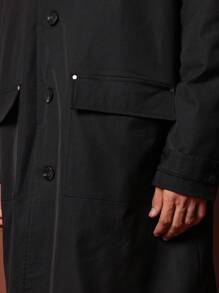 SUMWON Áo khoác Trench Coat dài quá khổ cổ điển Áo khoác ngoài hai hàng khuy Bộ sưu tập thu đông Thời trang đường phố đô thị Thiết yếu cho tủ đồ - màu đen - Xem 7