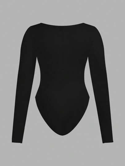 Shapeblank 大码女式时尚休闲通勤商务休闲年轻商务专业内衣两件套，黑色、酒红色、锚红色多件套紧身方领长袖连体衣