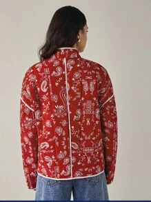 Forever 21 Christmas Red Auspicious Pattern Print Sweater, New Arrival Autumn & Winter - Multicolor - View 2