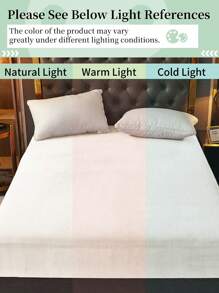 1pc Fitted Sheet, Bedding, Bed Cover, Fitted Sheet, Mattress Protector, Solid Color Fitted Sheet, Comfortable & Warm Mattress Pad, Minimalist Style Home Textile, Soft Anti-Pilling Bed Cover, Skin-Friendly Fitted Sheet, Without Pillow And Pillowcase, Home Decor, Suitable For All Bed Sizes - Twin, Full, Queen, King, All Seasons - White - View 6