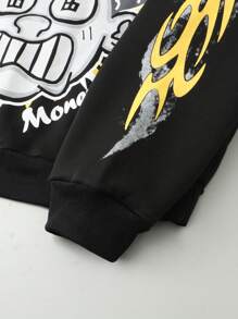ROMWE MEN Street Life 1 set sweat-shirt à capuche et pantalon de jogging imprimé de dessins animés pour hommes, style rétro streetwear