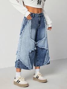 SHEIN EZwear Women's Casual Fitted 7/8 Length Blue Jeans