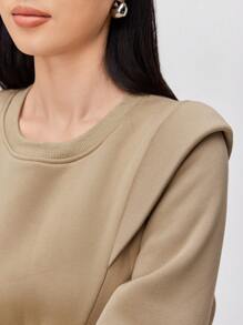 Mulvari Vestido sudadera con capucha de cintura alta a cuadros patchwork con cordón para mujer, otoño/invierno