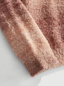 ROMWE MEN Street Life Men's Tie Dye Long Sleeve Zip-Front Casual Loose Cardigan, Autumn/Winter - Pink - View 3