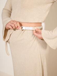 MaterniWear Conjunto de 2 piezas para otoño: Top de manga larga combinado con falda sirena con cordón, conjunto de maternidad entallado