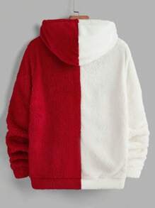 Manfinity VCAY Knitted Casual Patchwork Sweatshirt, Minimalist Fashion For Daily Wear - Red - View 2