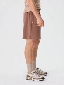 Musero 男士图案抽绳慢跑短裤 - 卡其色 - 查看 3