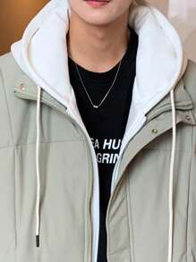 Claim Dot Áo khoác trùm đầu có khóa kéo cho nam, trang phục đơn giản, thời trang thường ngày, áo khoác màu xanh lá cây nhạt thường ngày cho mùa đông, quà tặng cho bạn bè, chồng, bạn trai - Màu xanh Bạc hà - Xem 5