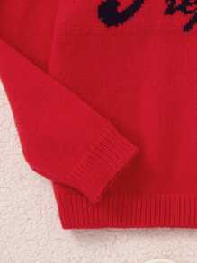 PrepCrw Young Girls Casual Letter Graphic Sweater, Autumn/Winter - Red - View 5