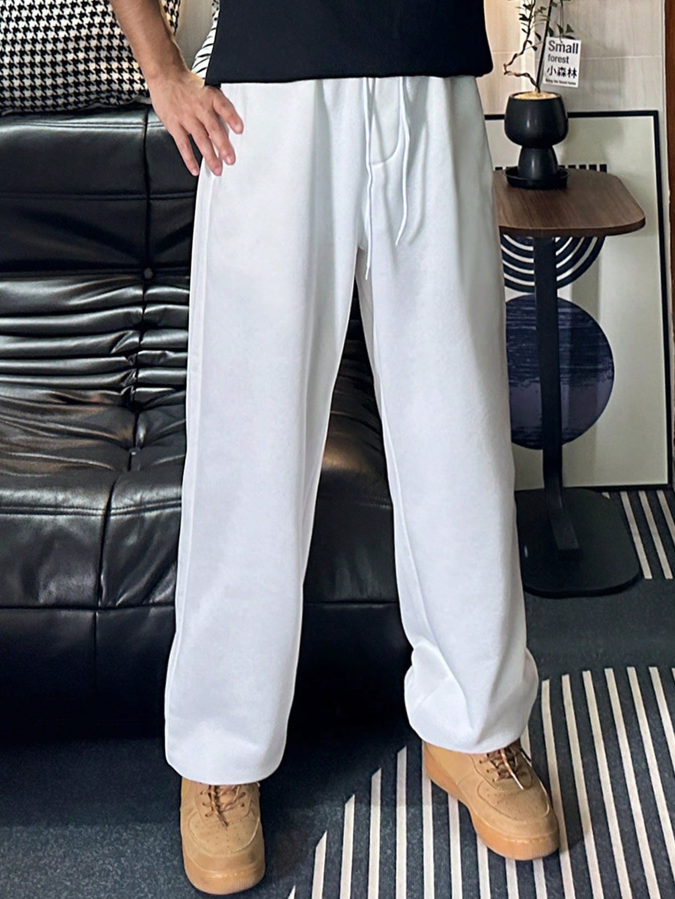 Manfinity Dauomo Men's Solid Color Front Tie Pocket Casual Sweatpants For Daily Wear