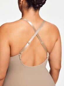 SHAPORA Plus Size Women's Solid Deep V Camisole Camisole - Khaki - View 7