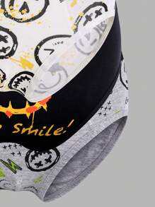 6pcs Boy Underwear Funny Face Print Cotton Shorts - Multicolor - View 3