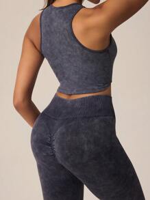 Lifespree Bezszwowy, elastyczny top do jogi i legginsy, sportowy zestaw dla kobiet - Szary - Zobacz 5