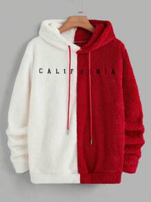 Manfinity VCAY Knitted Casual Patchwork Sweatshirt, Minimalist Fashion For Daily Wear - Red - View 1