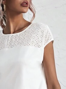 EMERY ROSE Schiffy Yoke Solid Top - White - View 4