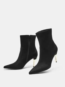 CUCCOO BIZCHIC Women's Black Pointed Toe Fashion High Heel Ankle Boots Valentines - Black - View 9