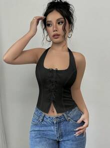 Firerie 女士优雅时尚返校系领紧身白色衬衫 - 黑色 - 查看 4