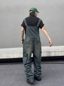 Manfinity EMRG 男式休闲宽松工装口袋牛仔背带连体裤